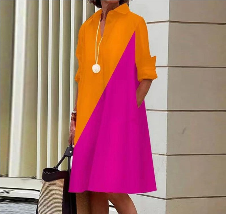 Abito casual midi da donna in cotone e lino – Vestibilità comoda per tutti i giorni