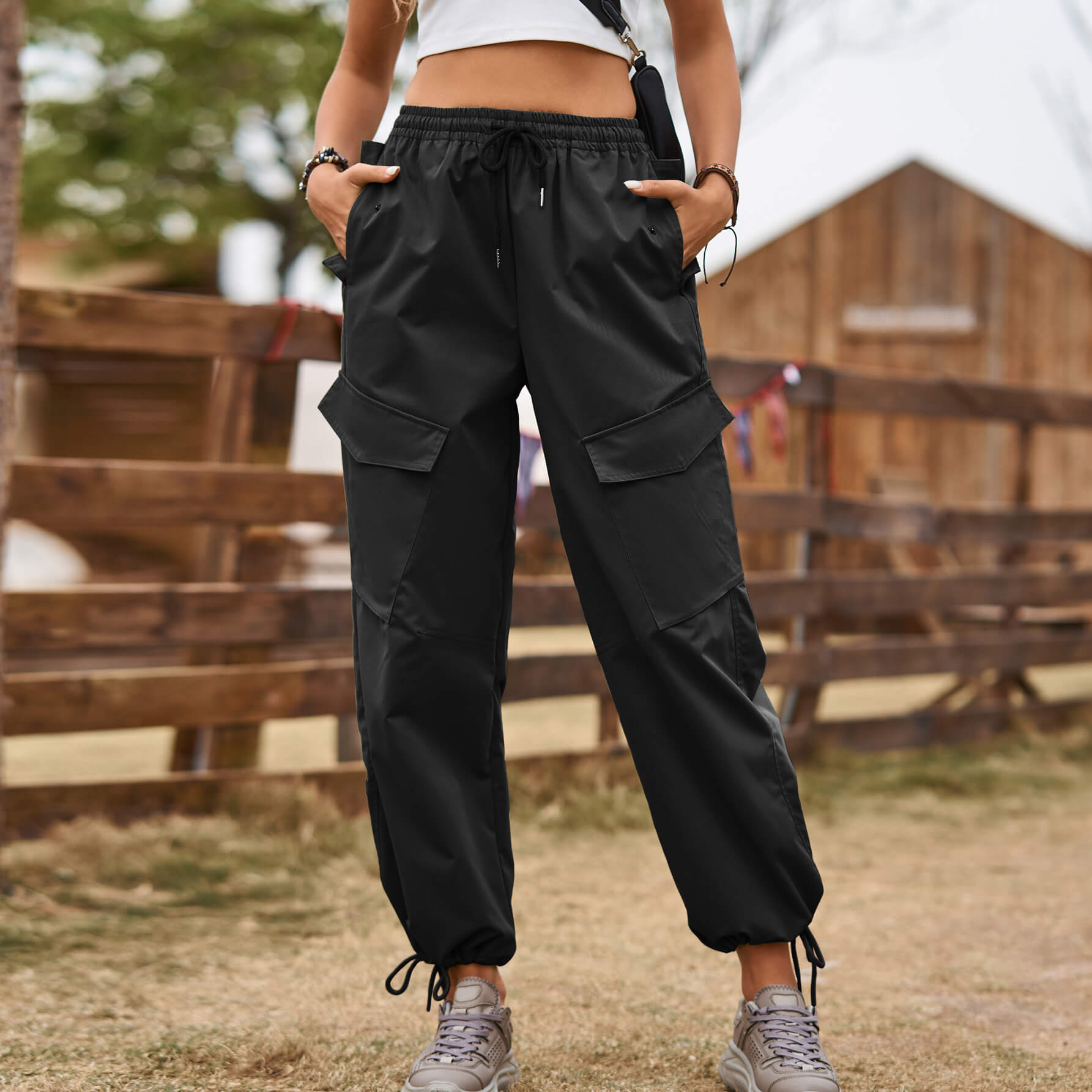 Pantaloni cargo funzionali leggeri ed eleganti da donna - Pantaloni casual da esterno