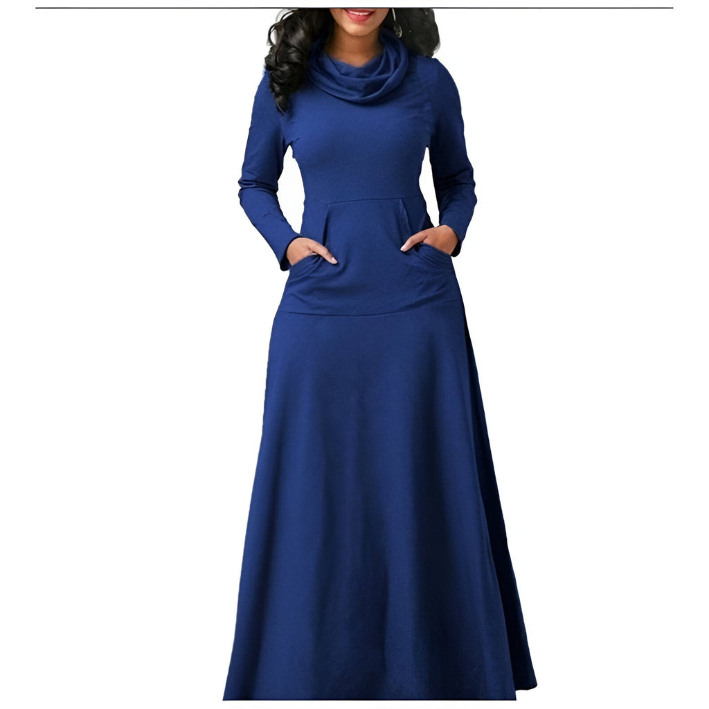 Maxi abito da donna con maniche lunghe calde e alla moda