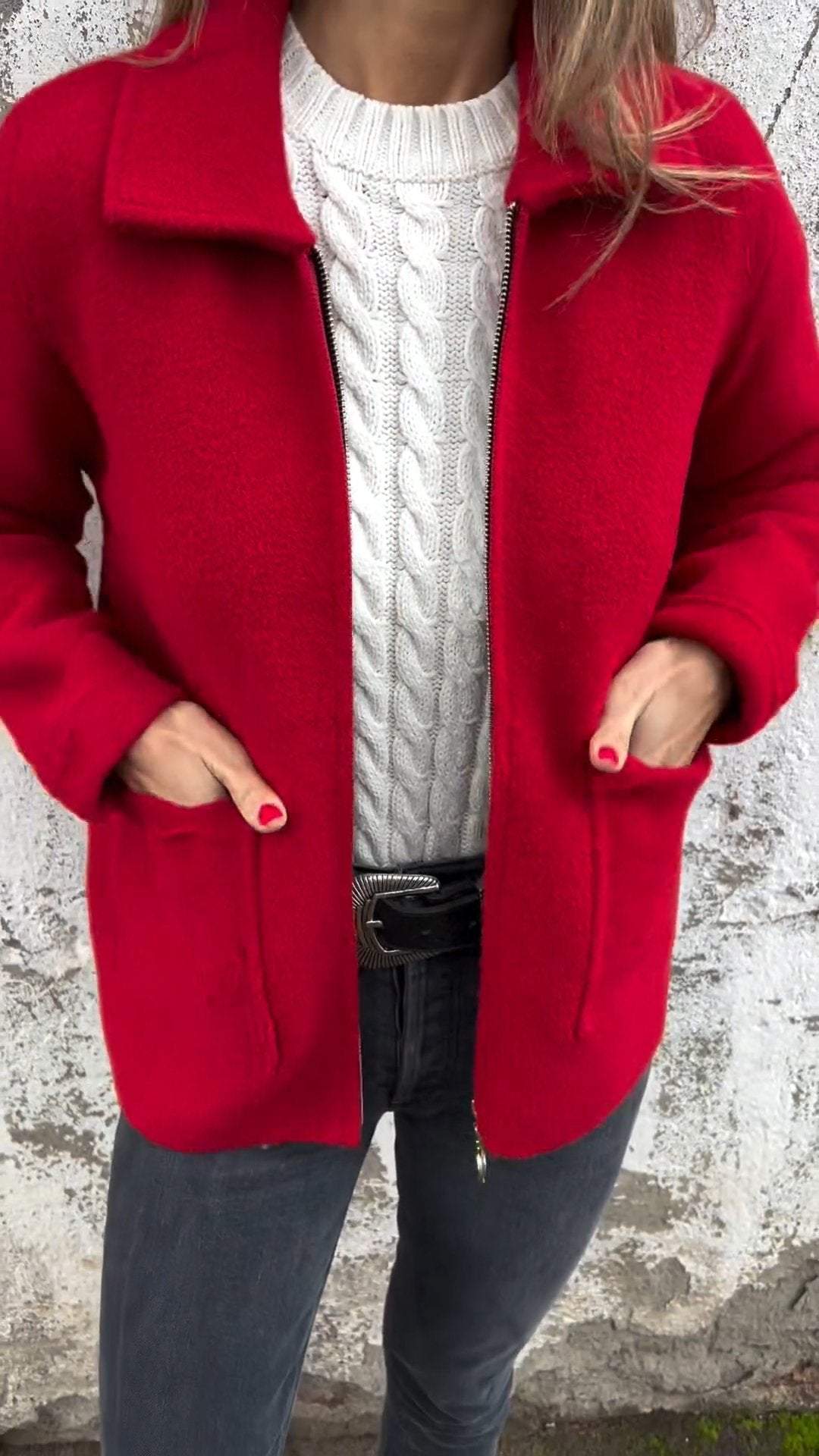 Giacca con cerniera di lusso da donna – Cappotto casual caldo