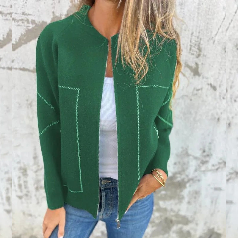 Elegante giacca con cerniera da donna – Giacca casual leggera