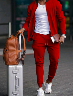 Tuta sportiva elegante da uomo - Giacca con cerniera e pantaloni jogger regolabili