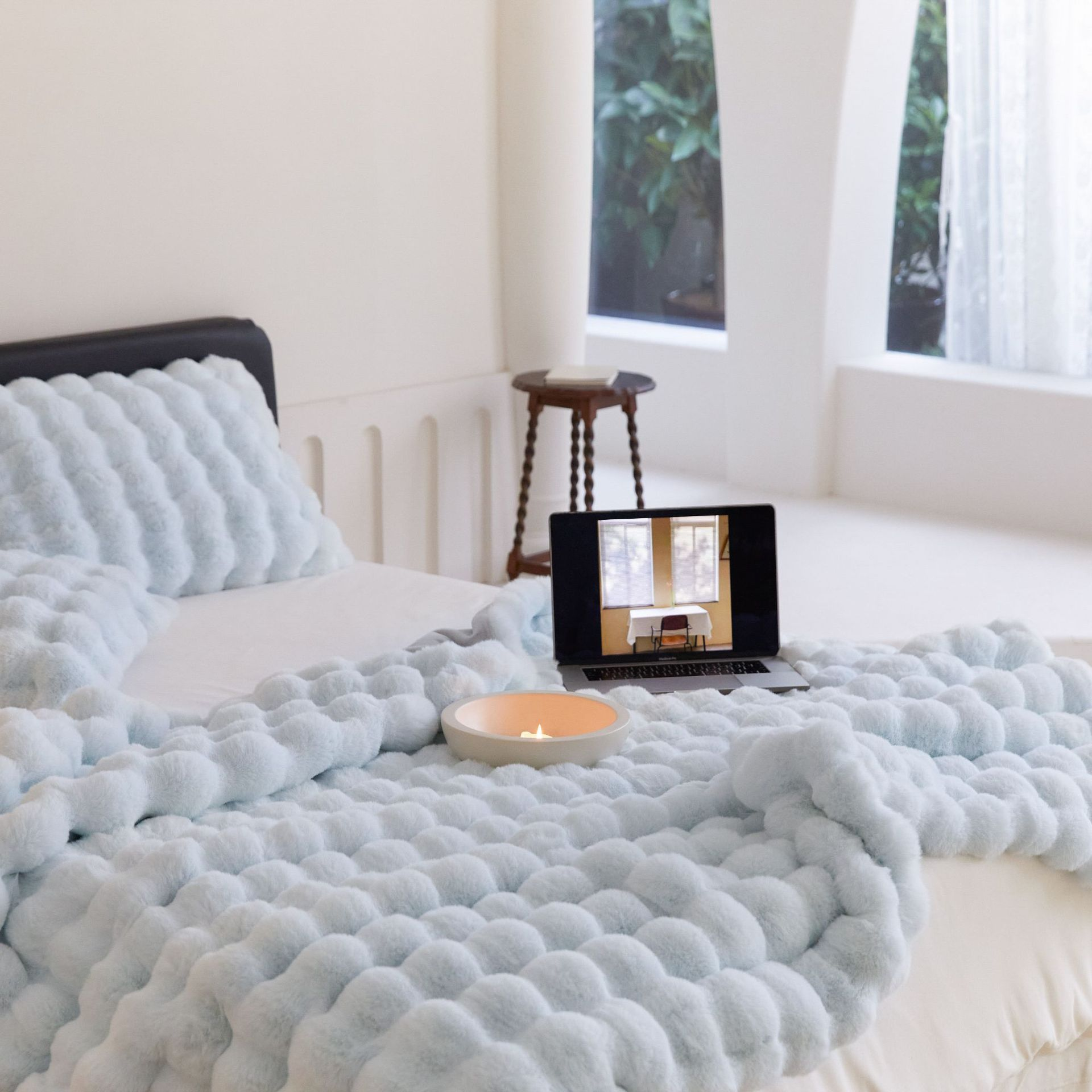 Coperta in pelliccia sintetica di coniglio double-face - Morbida e calda per camera da letto, divano e viaggio - Multifunzionale per tutte le stagioni