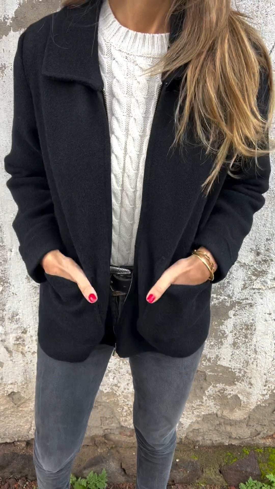 Giacca con cerniera di lusso da donna – Cappotto casual caldo