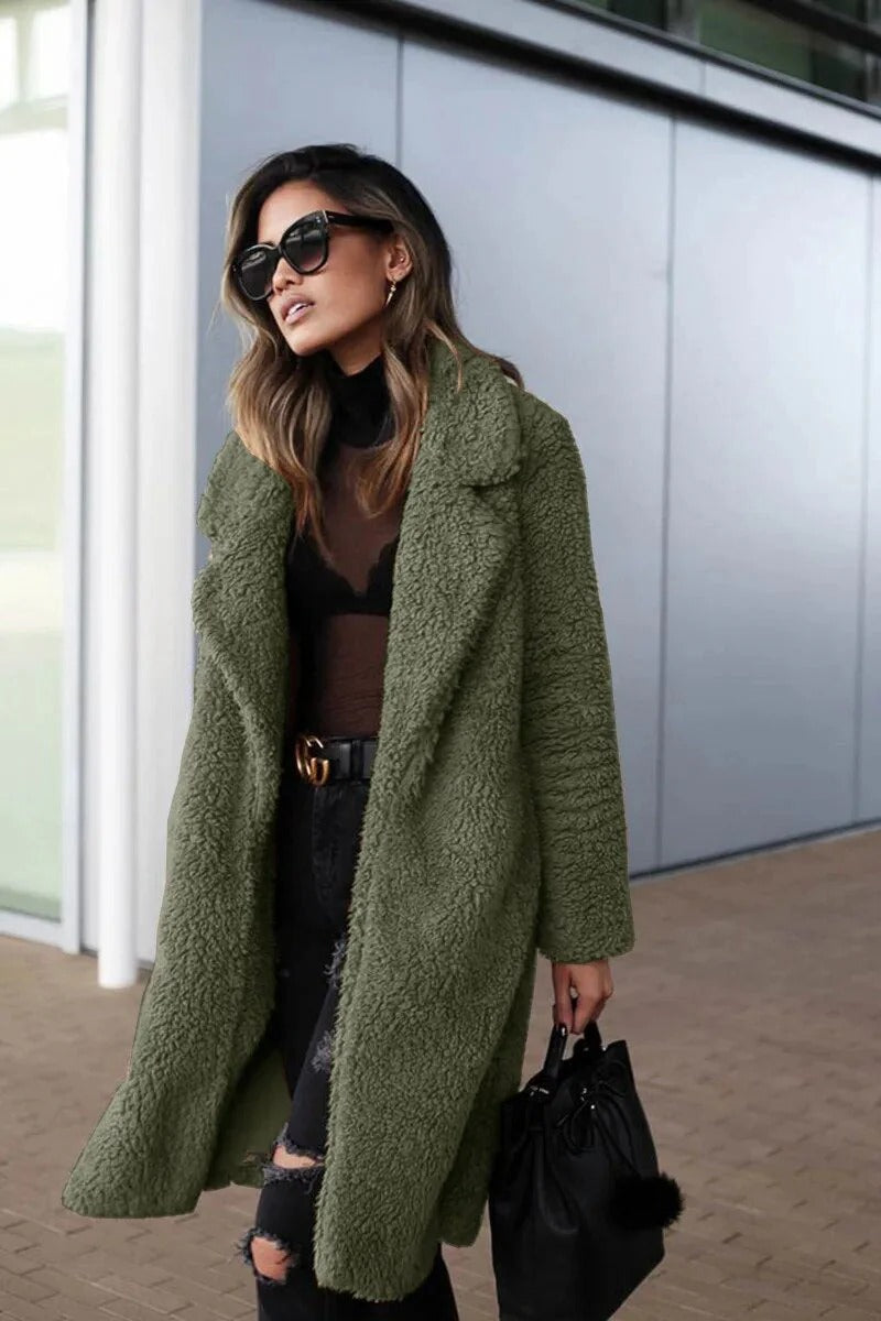 Cappotto lungo Teddy da donna - elegante trendy e comodo