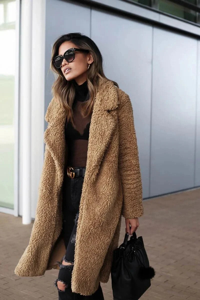 Cappotto lungo Teddy da donna - elegante trendy e comodo