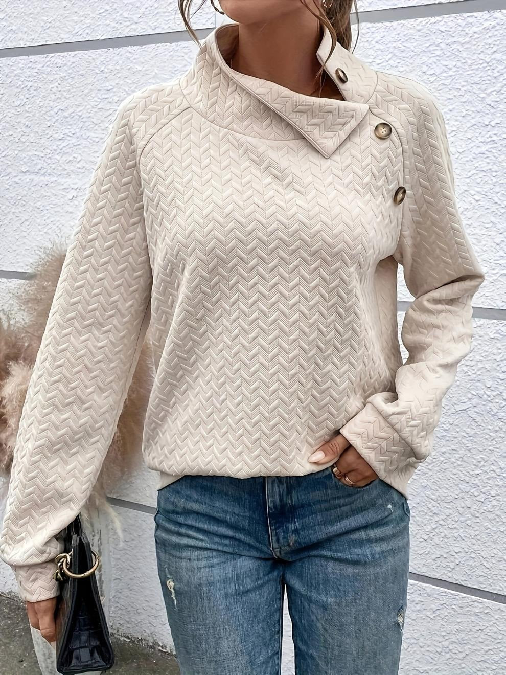 Felpa da Donna Chevron in Maglia a Coste – Vestibilità Rilassata e Confortevole
