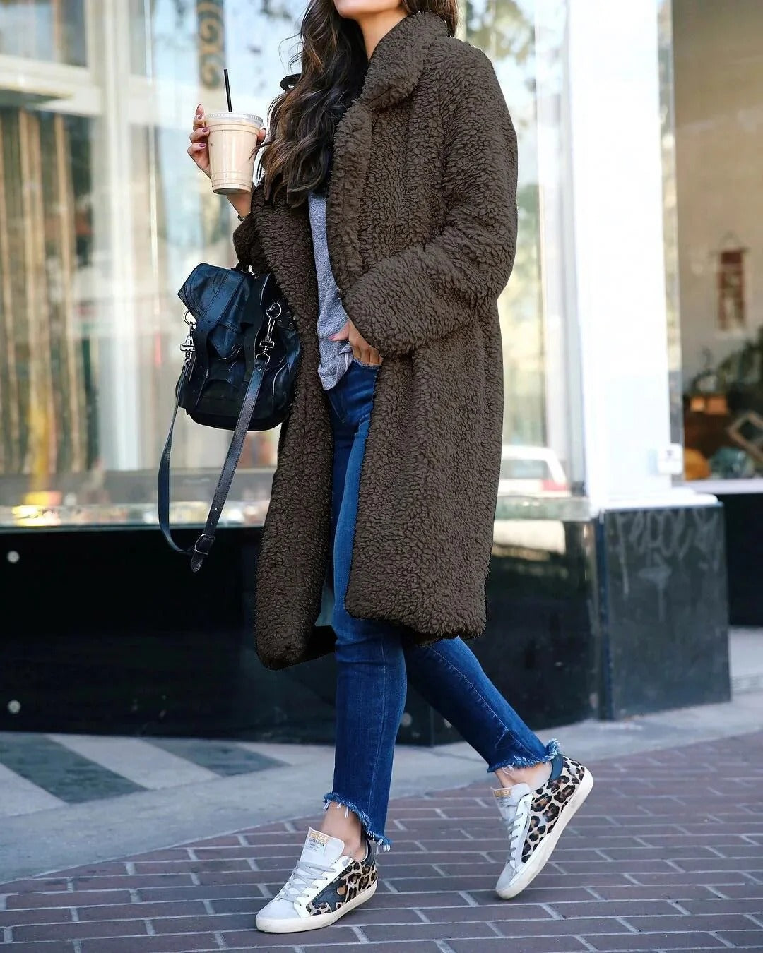 Cappotto lungo Teddy da donna - elegante trendy e comodo