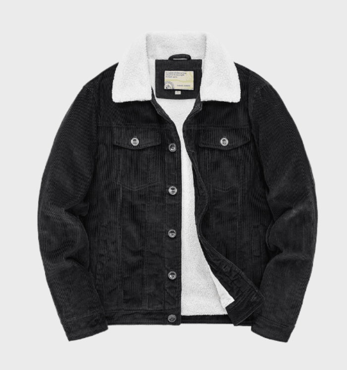 Premium herre fløjls-cord chaufførjakke - For i varm sherpa