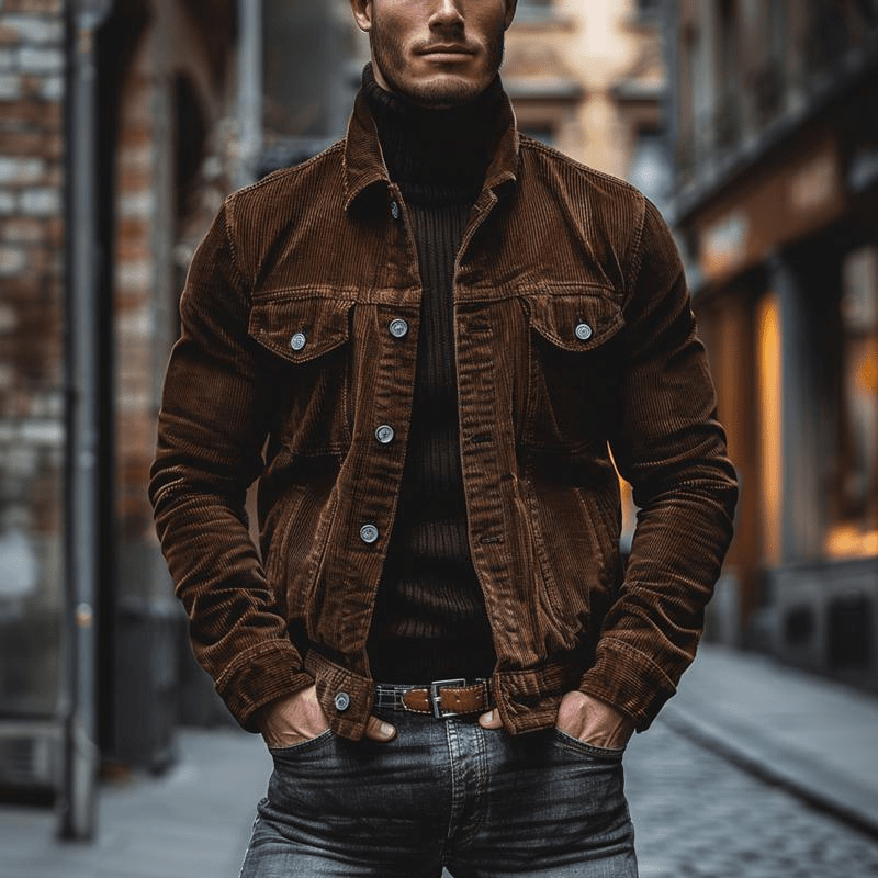 Elegante giacca da uomo in velluto vintage button up
