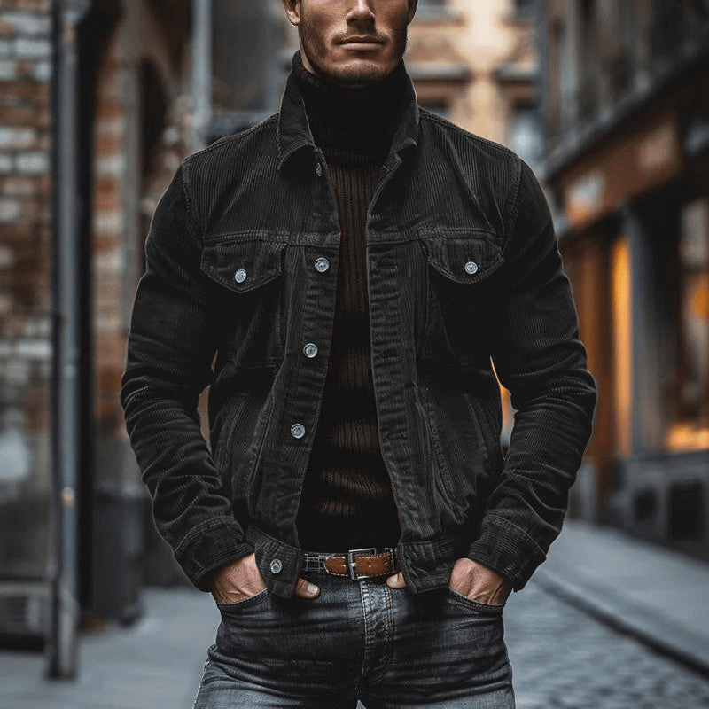 Elegante giacca da uomo in velluto vintage button up