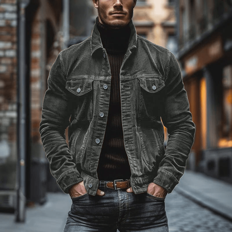 Elegante giacca da uomo in velluto vintage button up