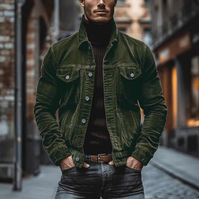Elegante giacca da uomo in velluto vintage button up