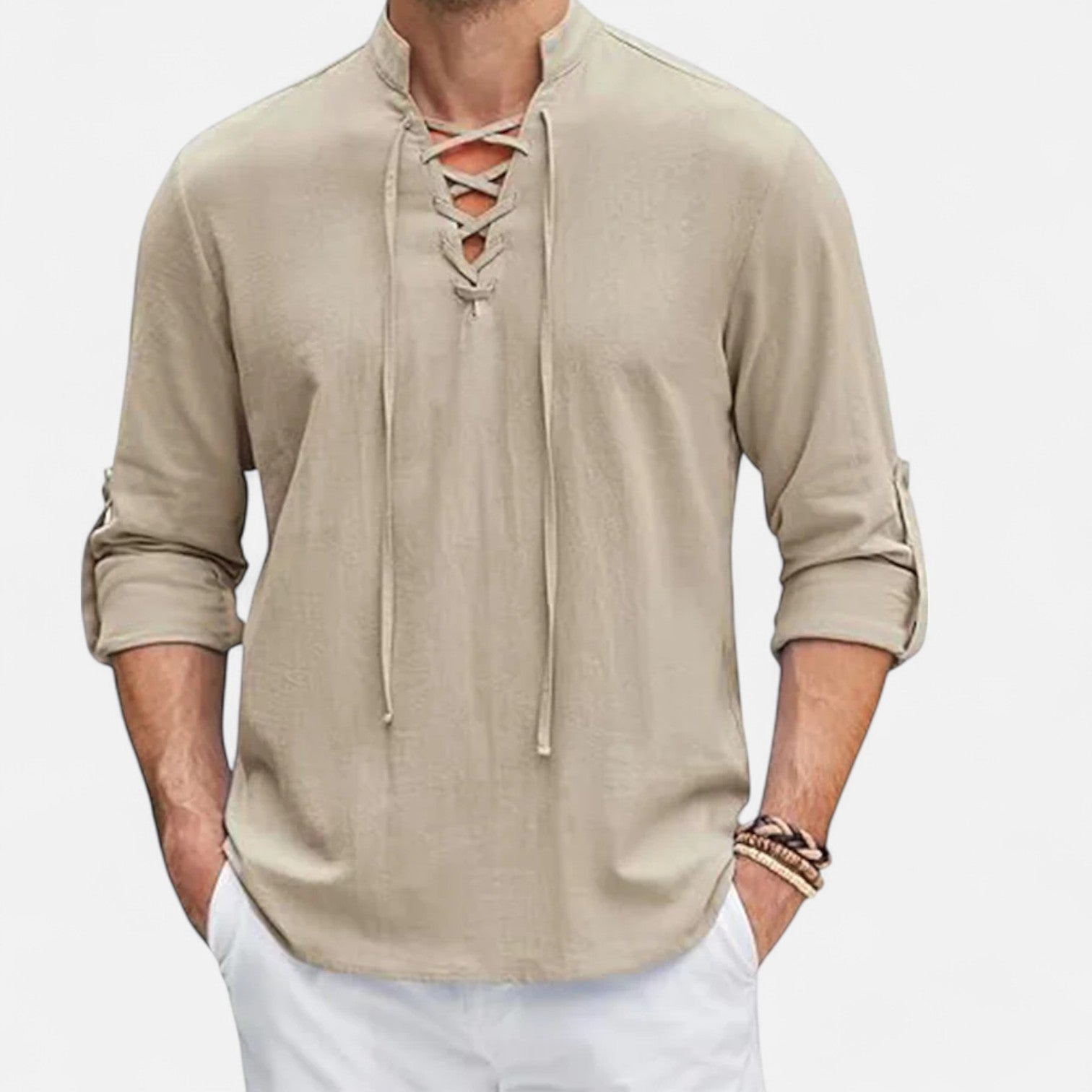 Camicia medievale in lino e cotone per uomo – Spirito vichingo, eleganza d'epoca