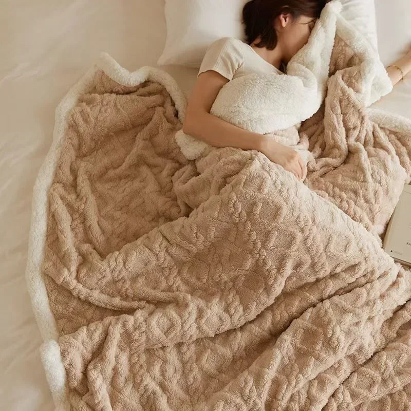 Coperta invernale spessa in lana d'agnello - Lana calda