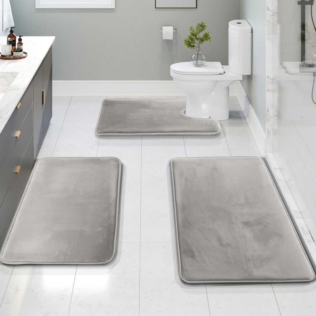 Tappetino da bagno in memory foam di velluto di lusso - Set da 3 pezzi