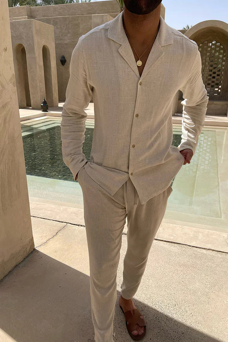 Set di pantaloni da uomo in lino di tendenza e di qualità superiore