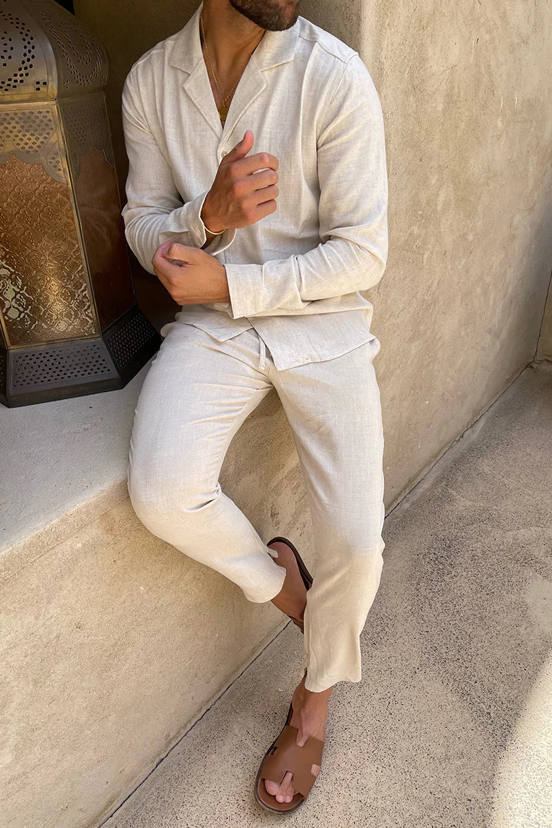Set di pantaloni da uomo in lino di tendenza e di qualità superiore