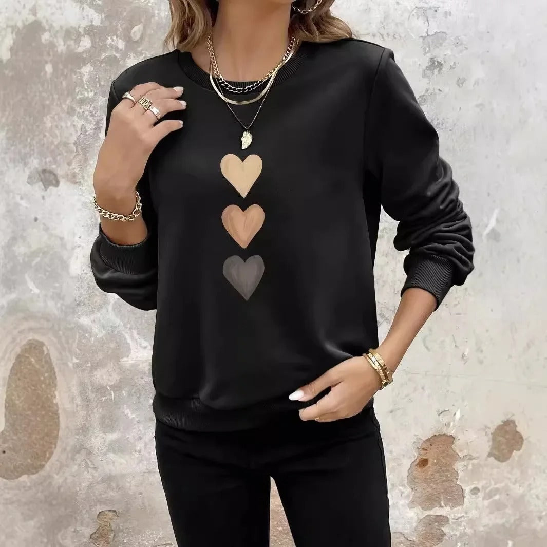Felpa con stampa a cuore da donna - elegante casual e comoda