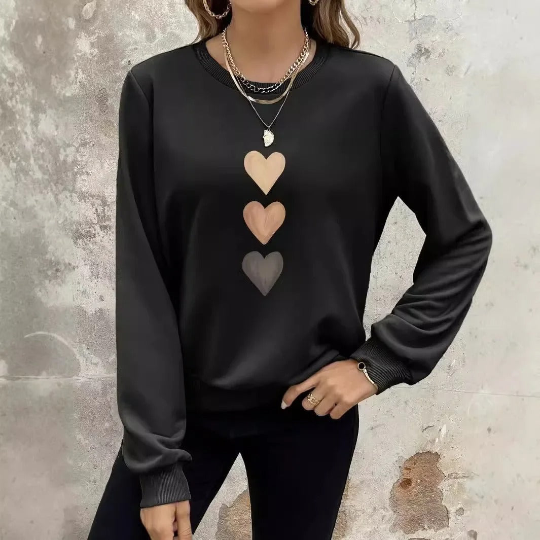 Felpa con stampa a cuore da donna - elegante casual e comoda
