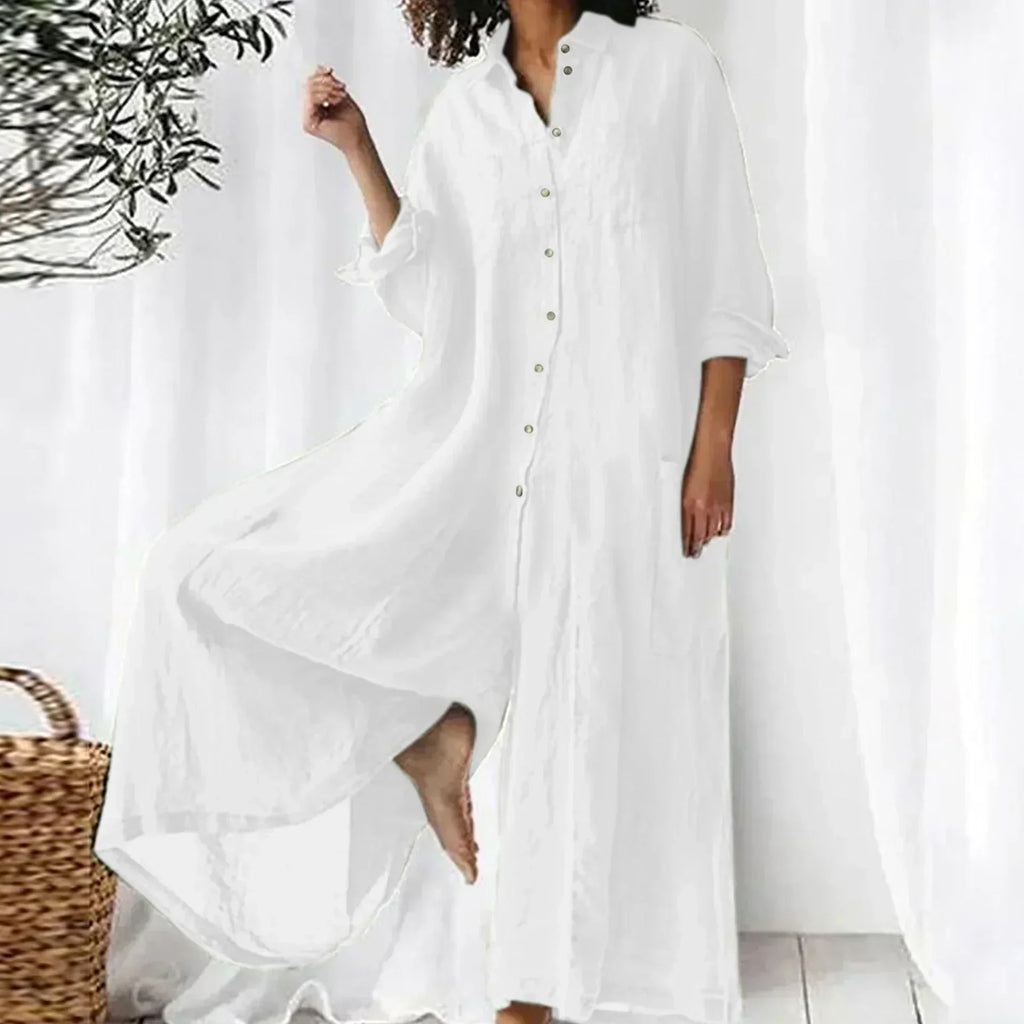 Tuta da donna comoda comoda con gamba larga e bottoni - Vestibilità comoda