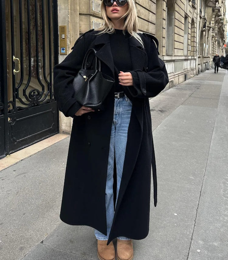 Cappotto da Donna Elegante Lungo in Lana di Lusso – Caldo Invernale