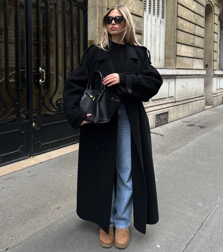 Cappotto da Donna Elegante Lungo in Lana di Lusso – Caldo Invernale