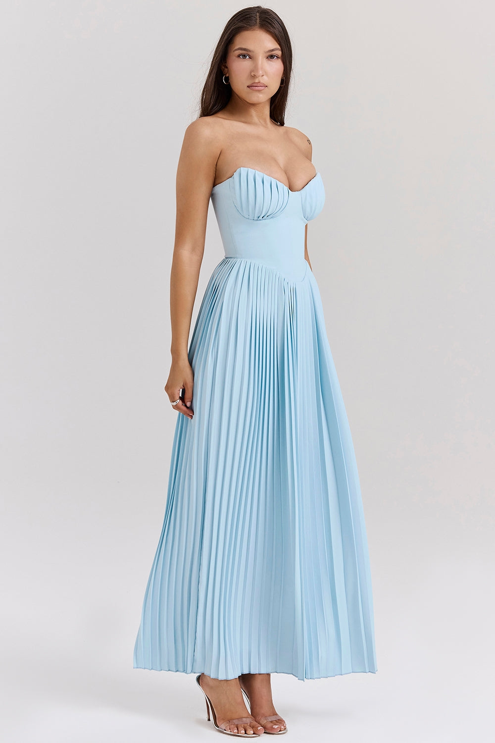 Maxi abito da donna con scollo a cuore e senza spalline