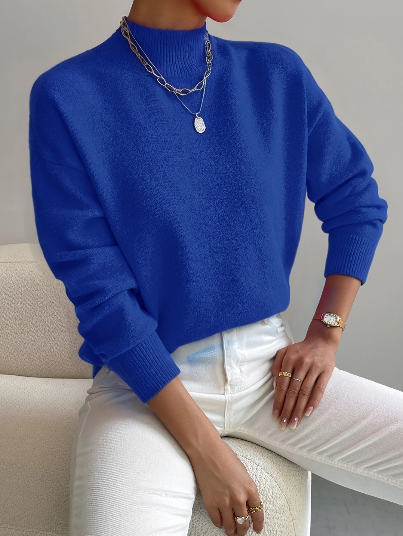 Maglione a Collo Alto Elegante e Comodo da Donna – Pullover Casual Lavorato a Maglia