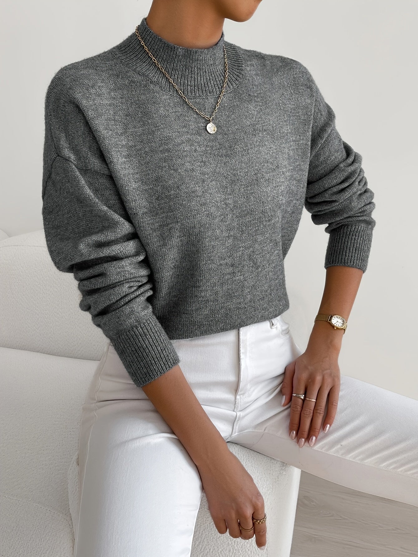 Maglione a Collo Alto Elegante e Comodo da Donna – Pullover Casual Lavorato a Maglia