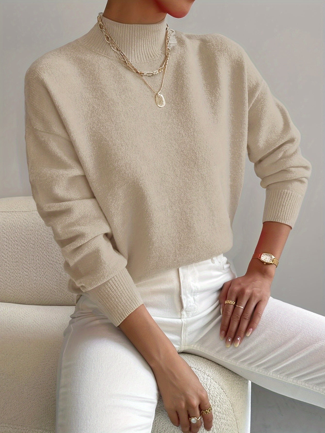 Maglione a Collo Alto Elegante e Comodo da Donna – Pullover Casual Lavorato a Maglia