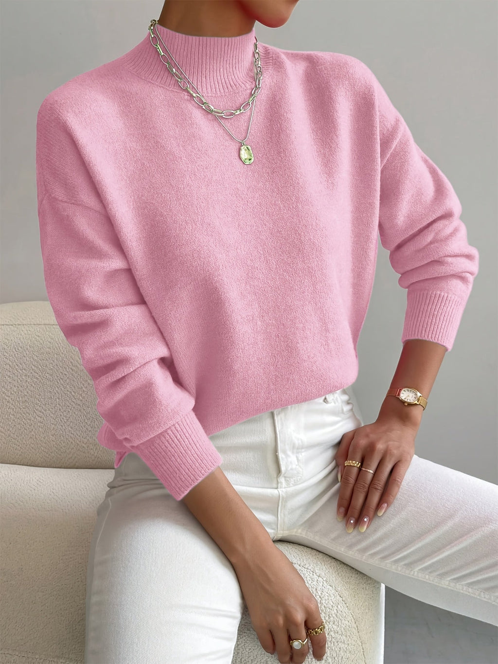 Maglione a Collo Alto Elegante e Comodo da Donna – Pullover Casual Lavorato a Maglia
