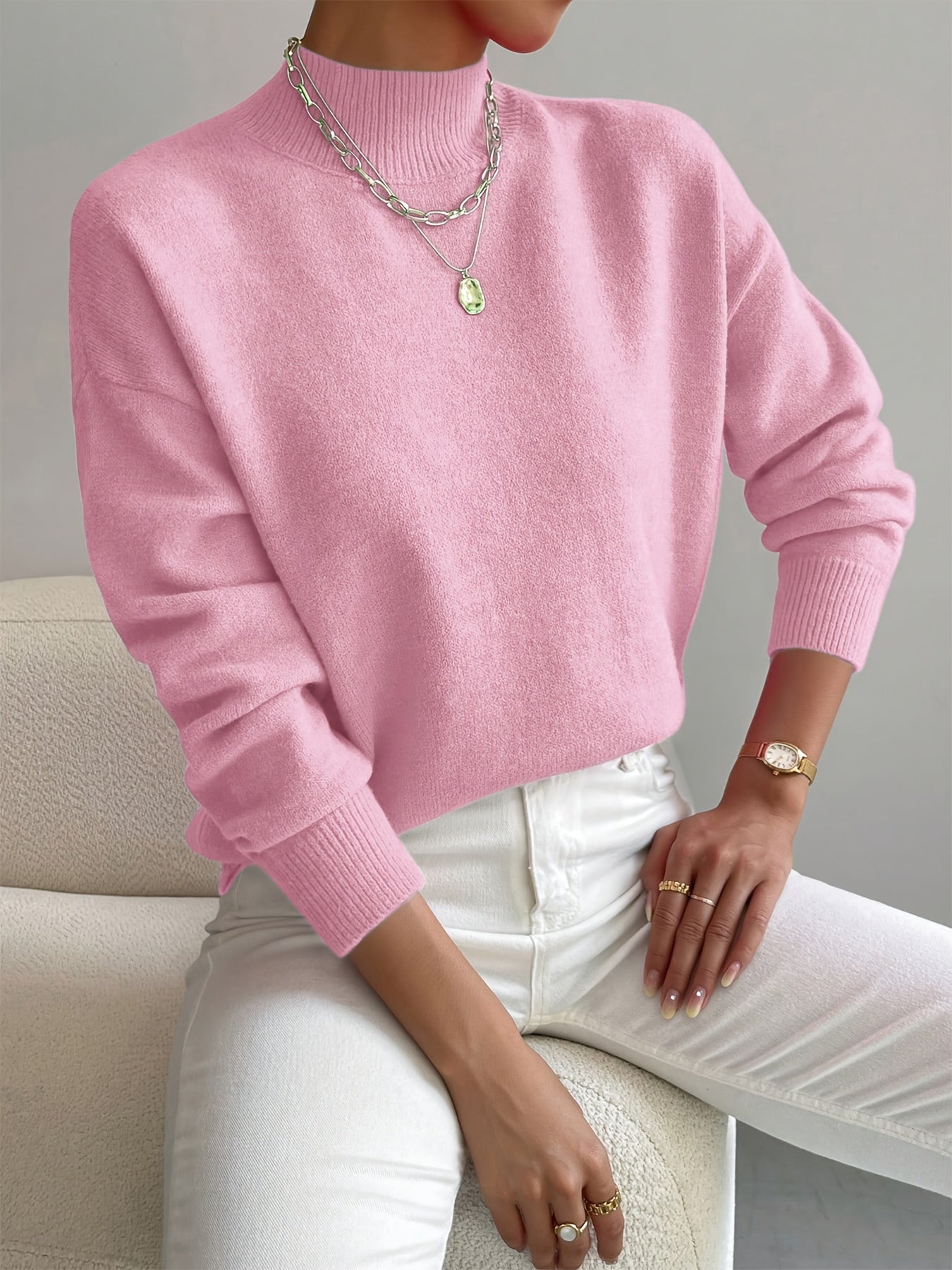 Maglione a Collo Alto Elegante e Comodo da Donna – Pullover Casual Lavorato a Maglia