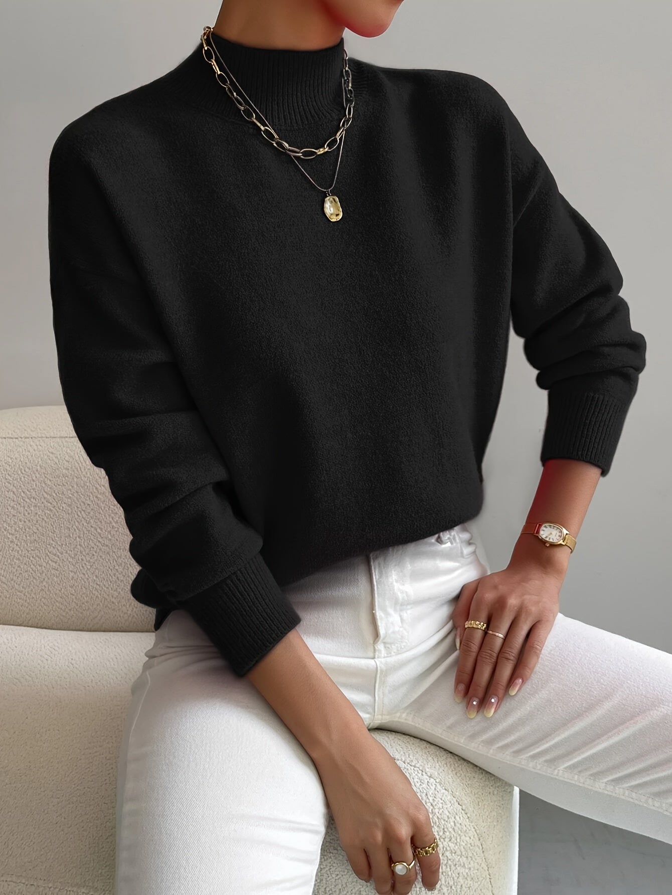 Maglione a Collo Alto Elegante e Comodo da Donna – Pullover Casual Lavorato a Maglia