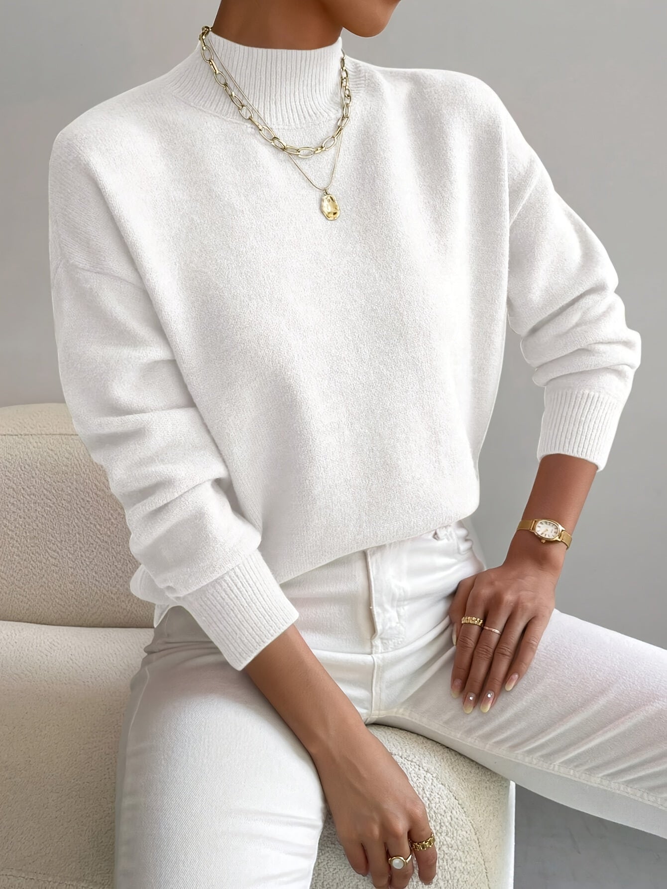 Maglione a Collo Alto Elegante e Comodo da Donna – Pullover Casual Lavorato a Maglia