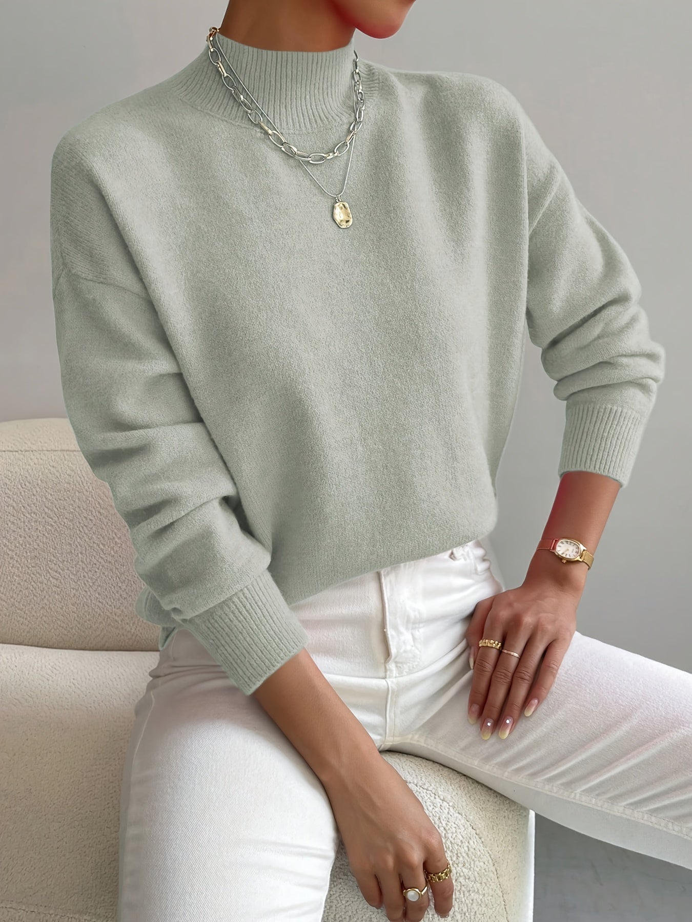 Maglione a Collo Alto Elegante e Comodo da Donna – Pullover Casual Lavorato a Maglia
