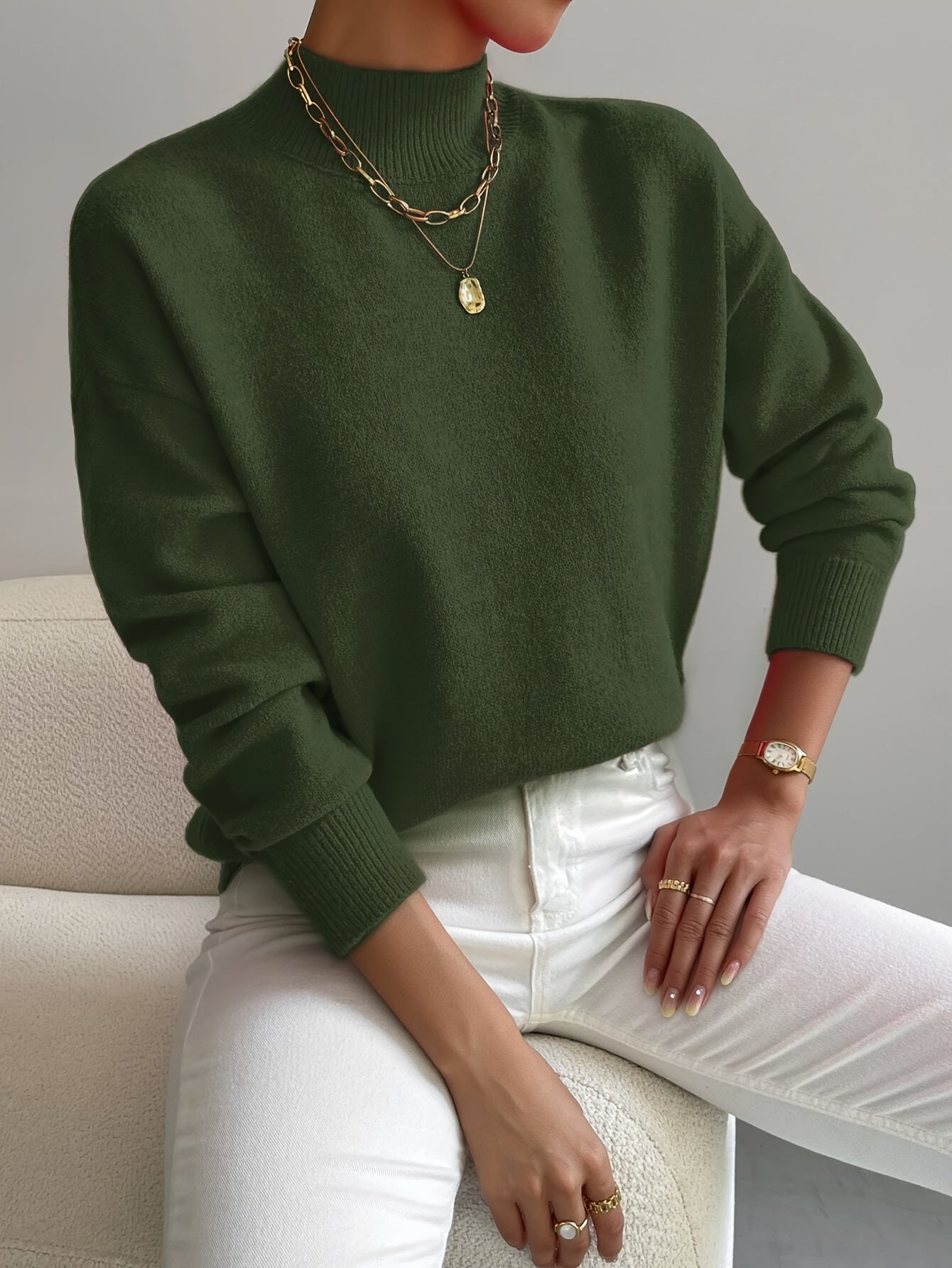 Maglione a Collo Alto Elegante e Comodo da Donna – Pullover Casual Lavorato a Maglia
