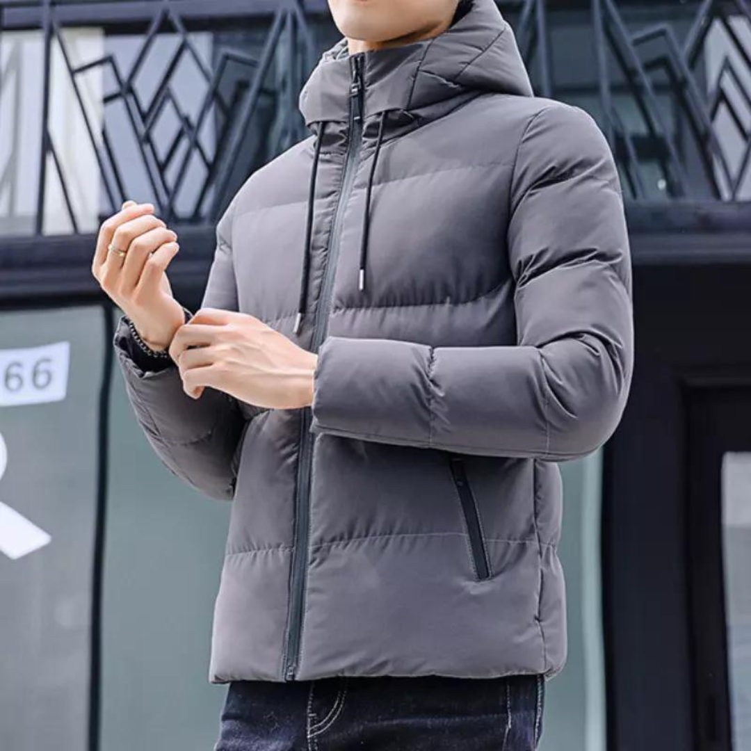 Giacca trapuntata con cappuccio da uomo - Resistente e calda per l'inverno all'aperto