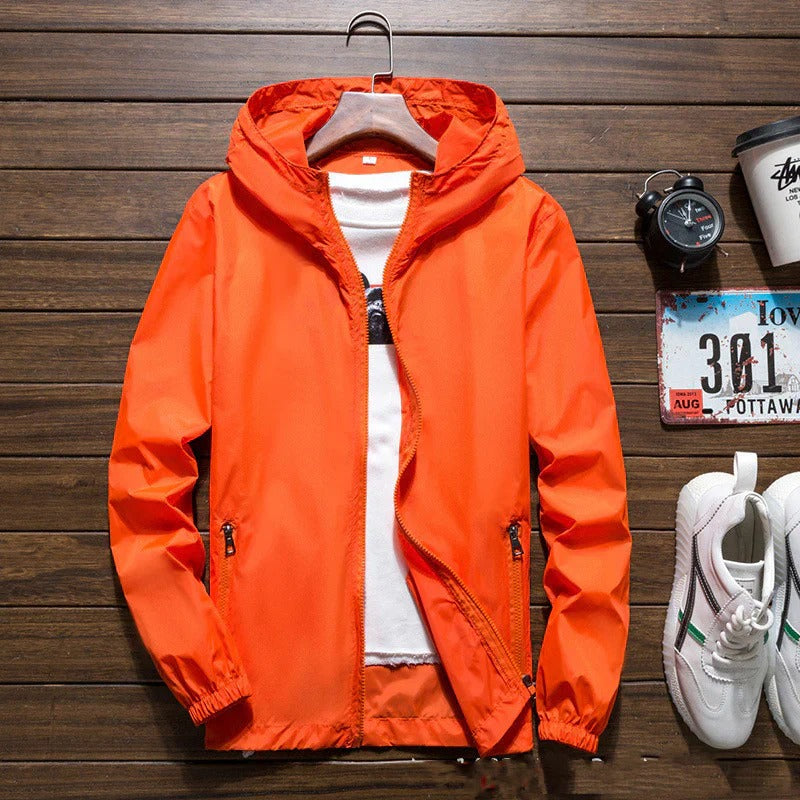 Let, vandtæt, vindtæt jakke af høj kvalitet til mænd - Hætte og lynlåslukning