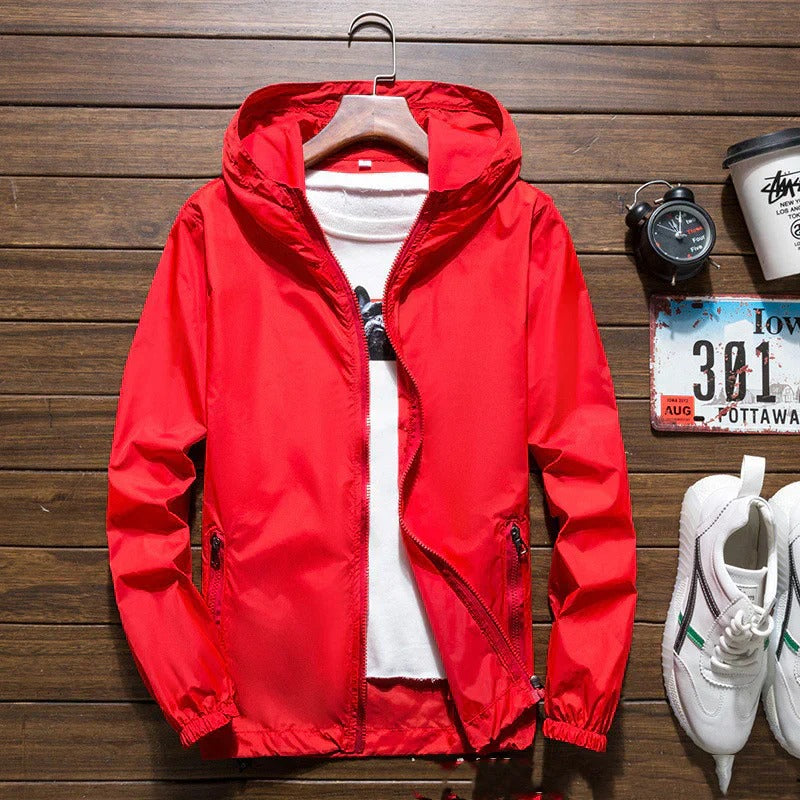 Let, vandtæt, vindtæt jakke af høj kvalitet til mænd - Hætte og lynlåslukning