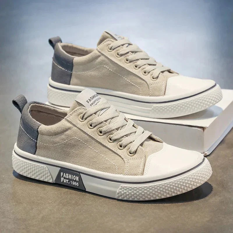 Sneakers da uomo in tela retrò - Comode scarpe basse blu e bianche