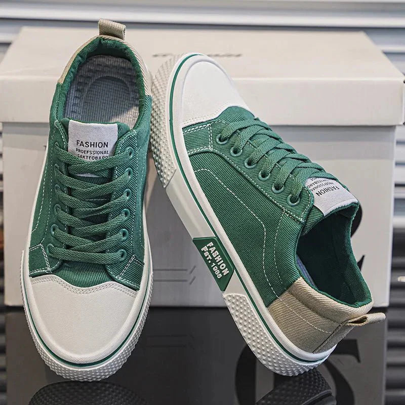 Sneakers da uomo in tela retrò - Comode scarpe basse blu e bianche