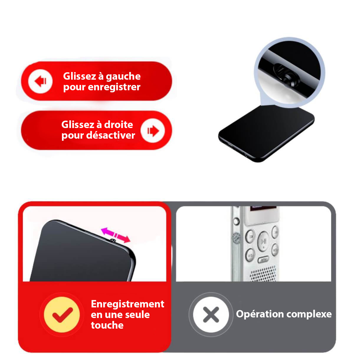 Mini registratore microfonico spia professionale ultrasottile