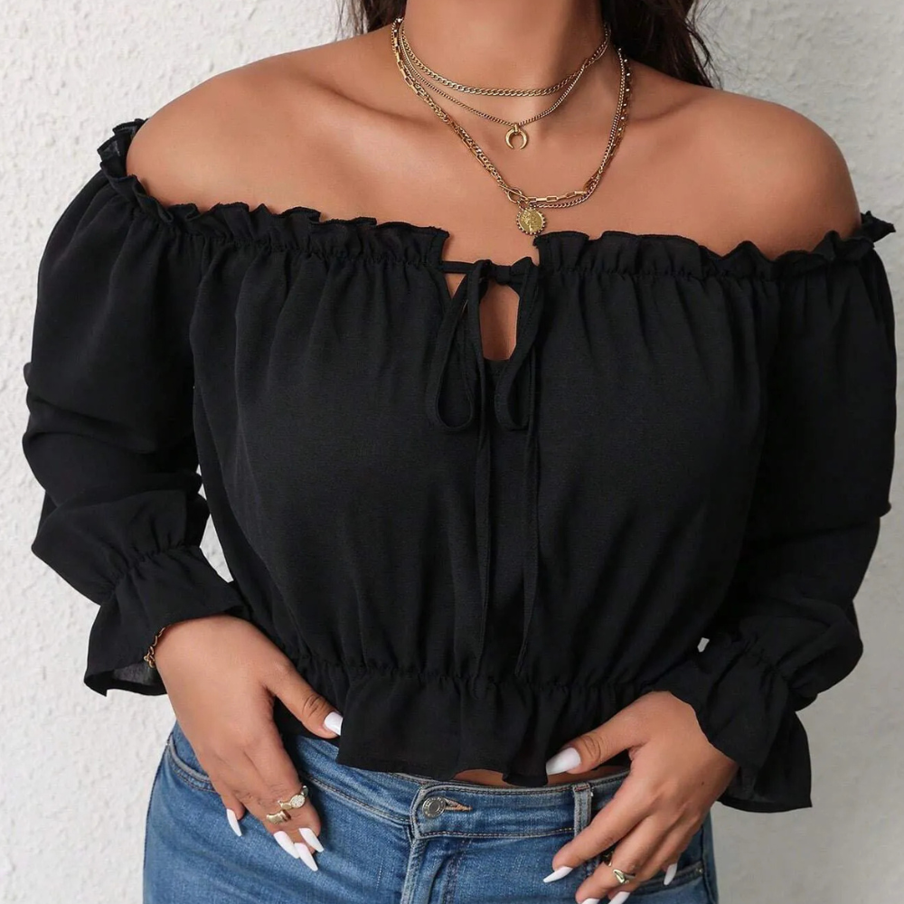 Camicetta da donna chic e di tendenza senza spalla