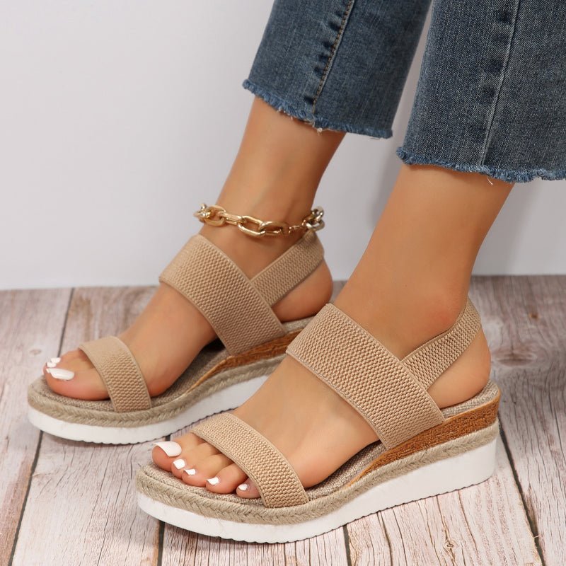 Sandali con zeppa con cinturino elasticizzato da donna