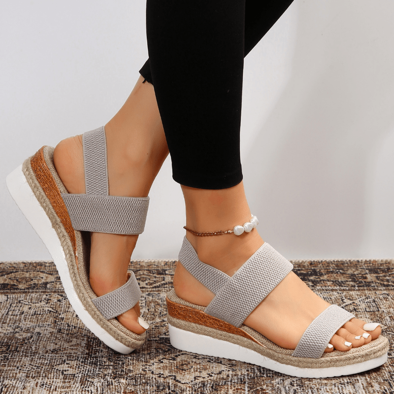 Sandali con zeppa con cinturino elasticizzato da donna