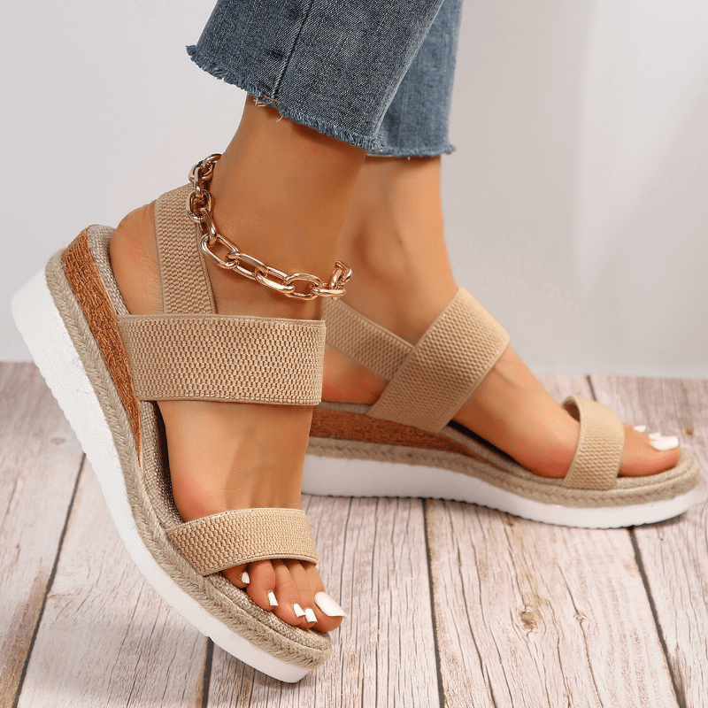 Sandali con zeppa con cinturino elasticizzato da donna