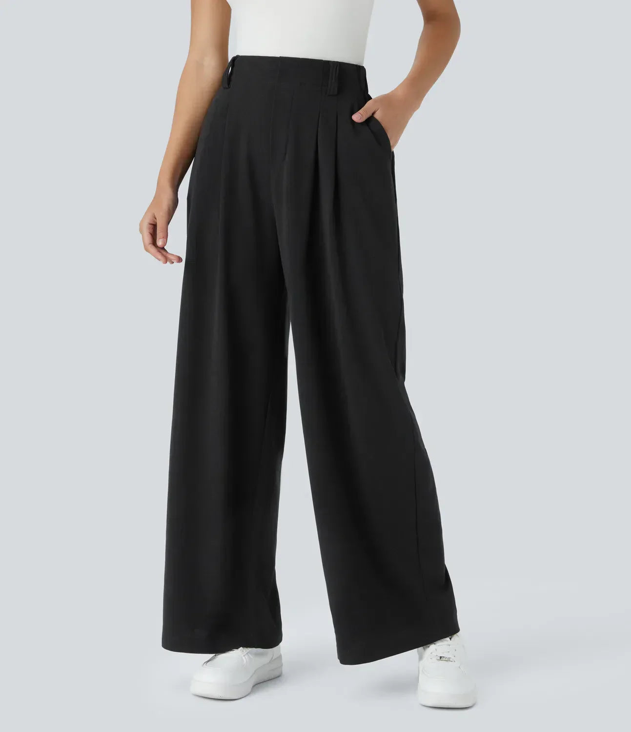 Pantaloni elastici eleganti a vita alta da donna