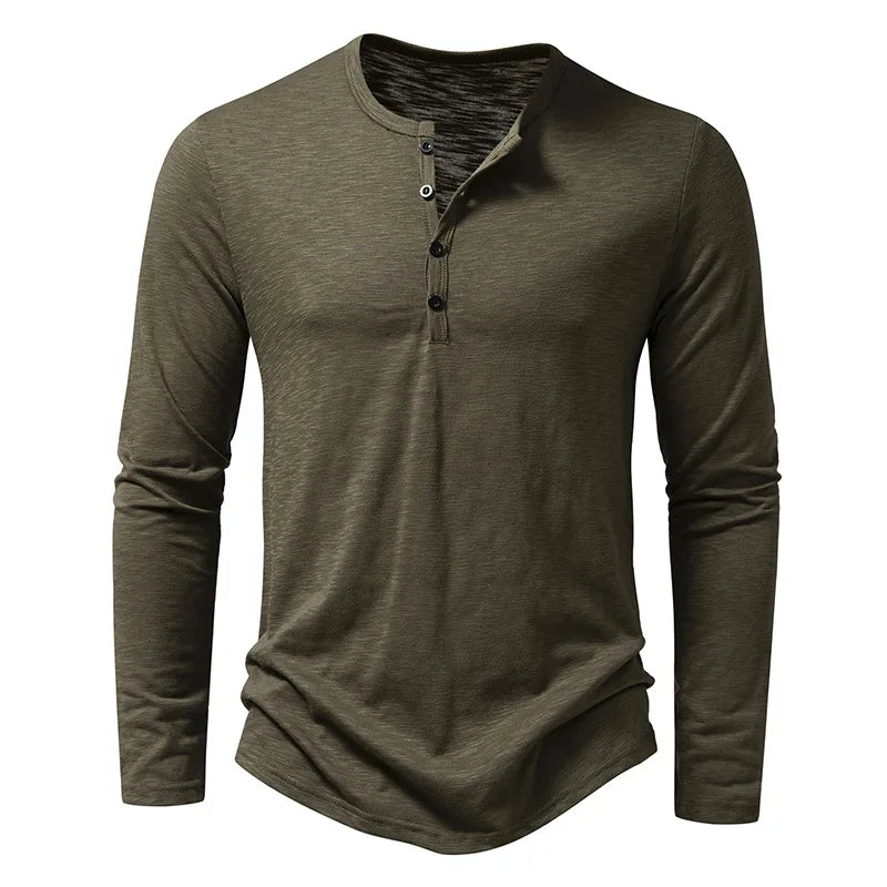 Maglietta Henley casual da uomo - Elegante camicia a maniche lunghe