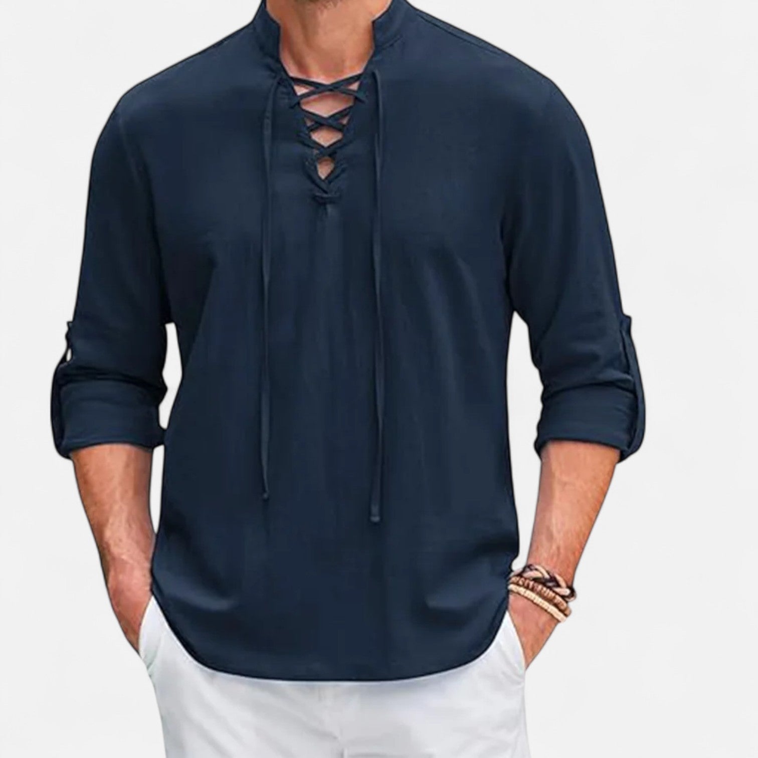 Camicia medievale in lino e cotone per uomo – Spirito vichingo, eleganza d'epoca